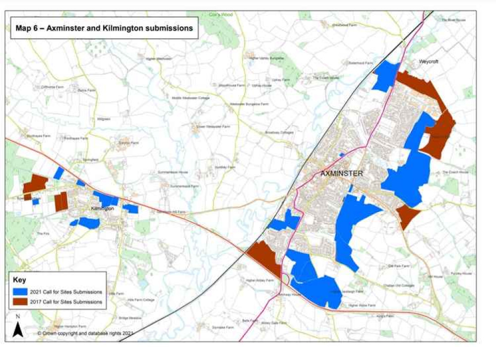 All the sites put forward as part of the HELAA process in Axminster