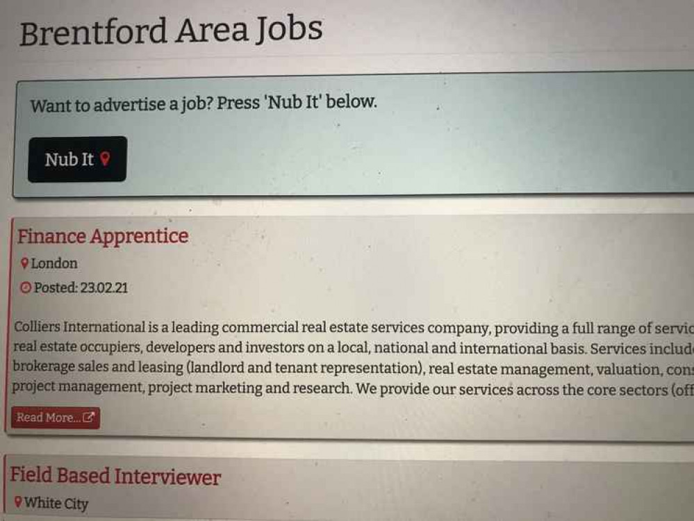 The new-look Brentford Nub News Jobs section