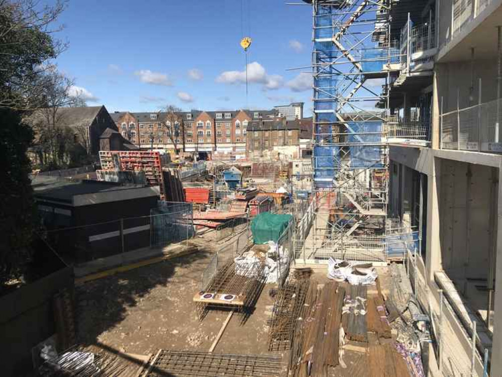 Masses of concrete have been poured into an area that will house the underground car park