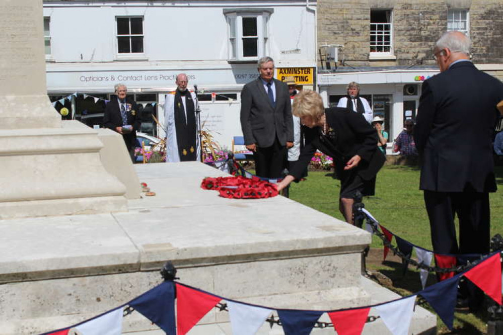 Mrs Leslie Frankau, chairman, lays a wreath on behalf of the Royal British Legion Women's Section