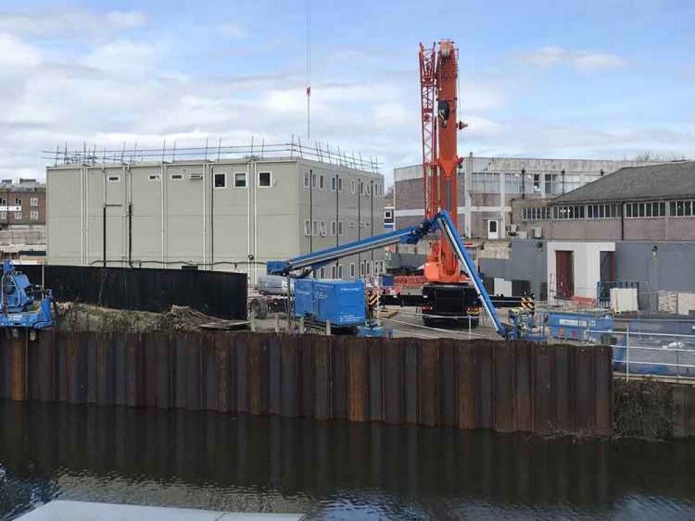 Piling has begun at the canal on the high street redevelopment