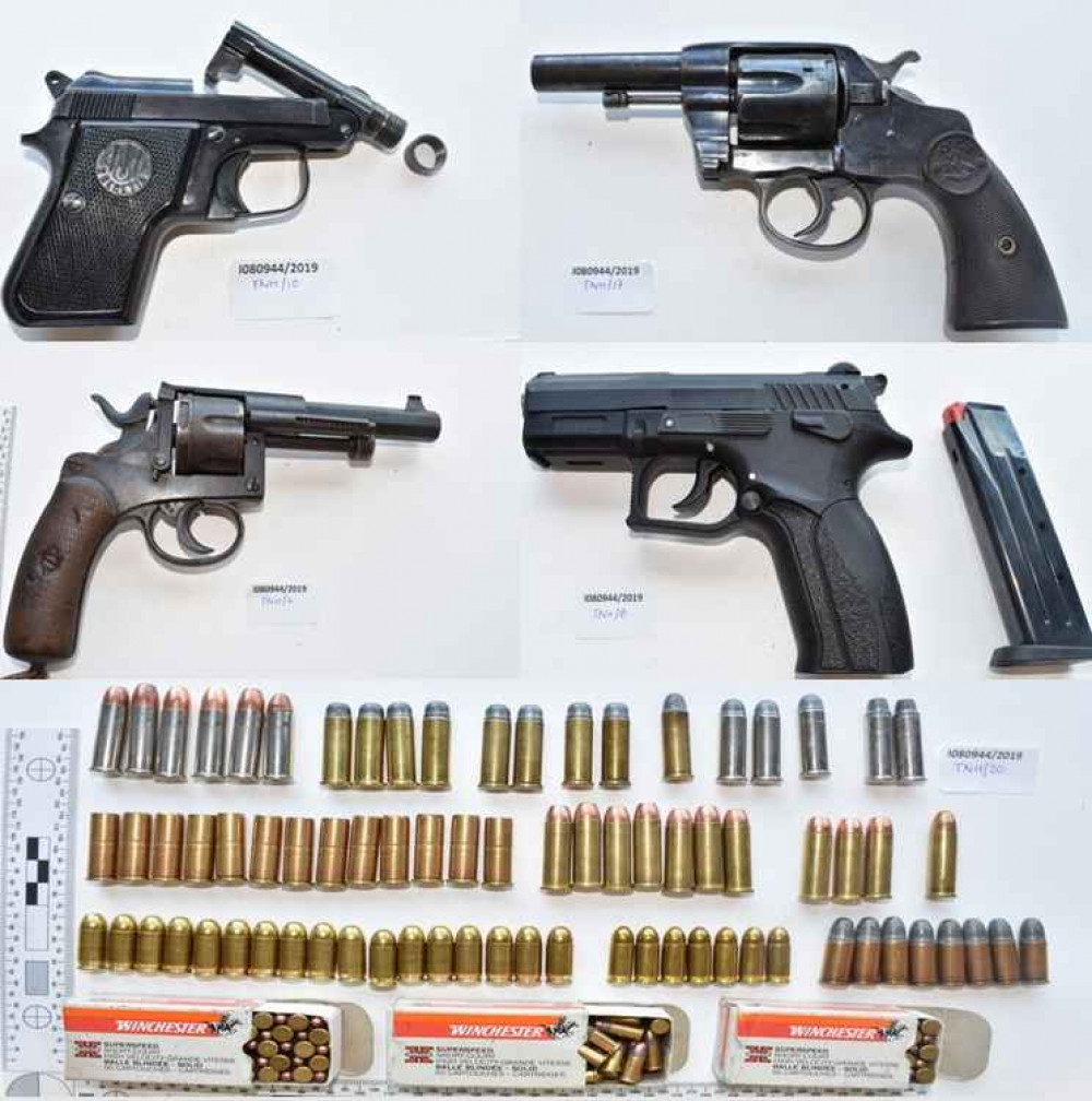 Guns and ammunition were seized Guns and ammunition were seized