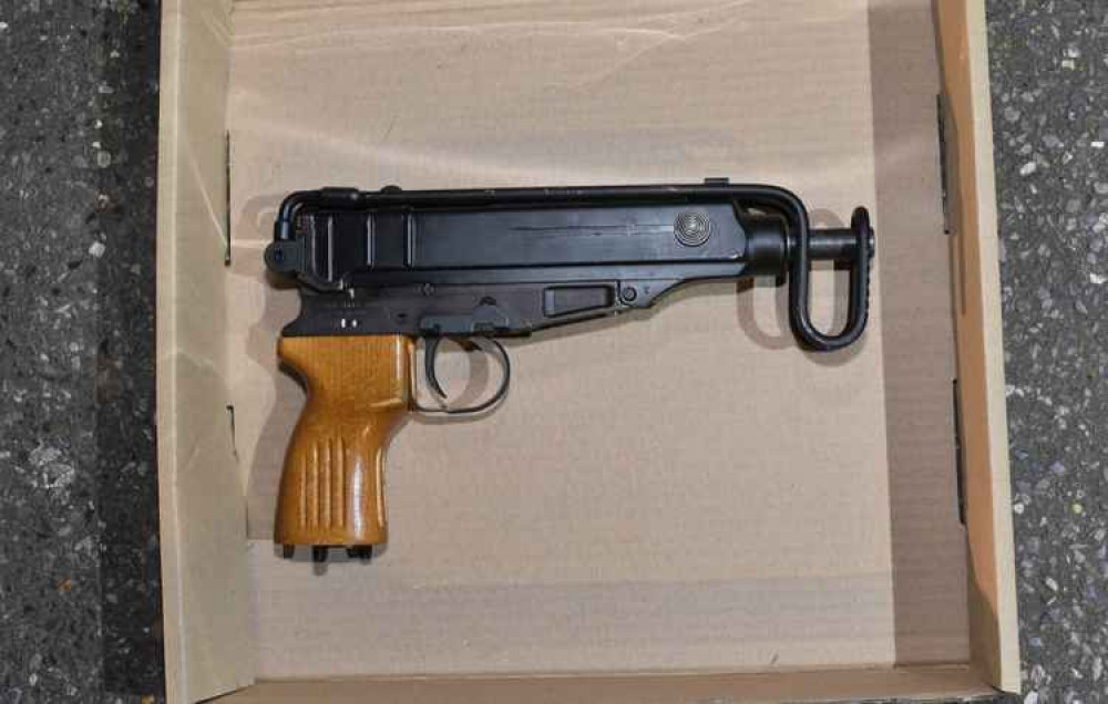 One of the Skorpion guns found by police