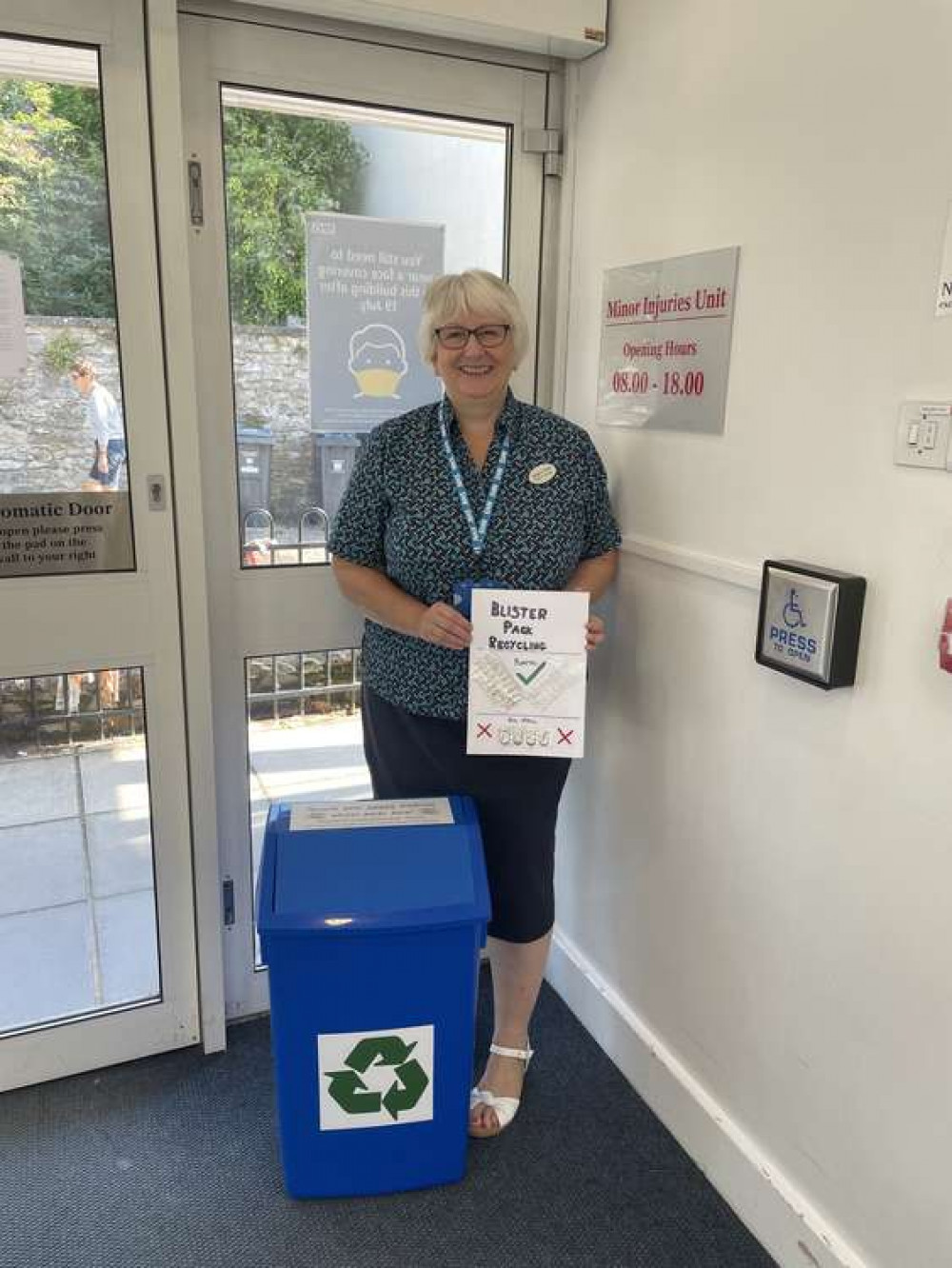 Axminster Medical Practice manager Sharon Giles with the new recycling box Axminster Medical Practice manager Sharon Giles with the new recycling box