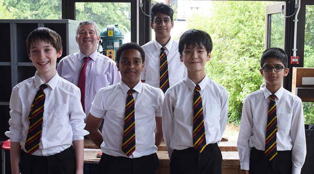 The five winning students from left to right: Raphael Wreford, Hafidh Abdalla, Gursharan Singh, Kaname Asaki and Nishant Brahmbhatt. Image Credit: Isleworth & Syon School