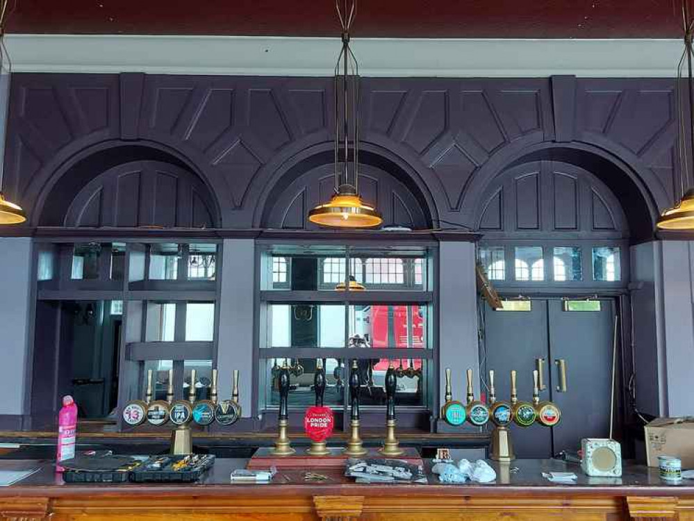 Refurbishment works on the back bar are now complete. Image Credit: The Six Bells