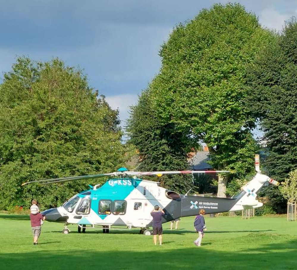 Local residents were concerned when they saw the Air Ambulance Service arrive. Image Credit: Joanne Smith Local residents were concerned when they saw the Air Ambulance Service arrive. Image Credit: Joanne Smith