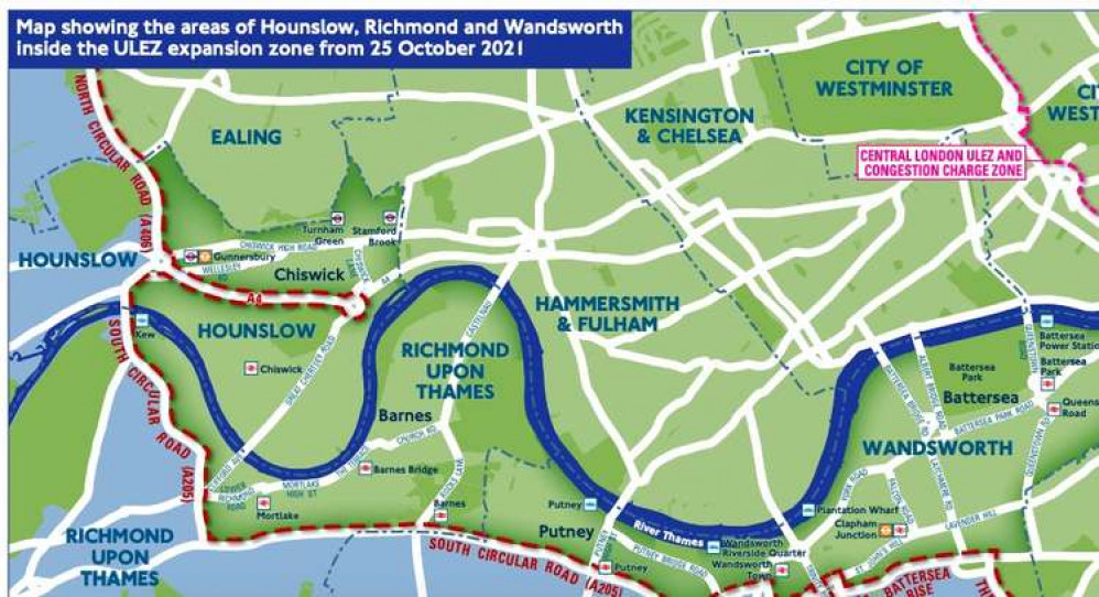 The Ultra Low Emission Zone will come up to, but not including, the South Circular Road (A205).