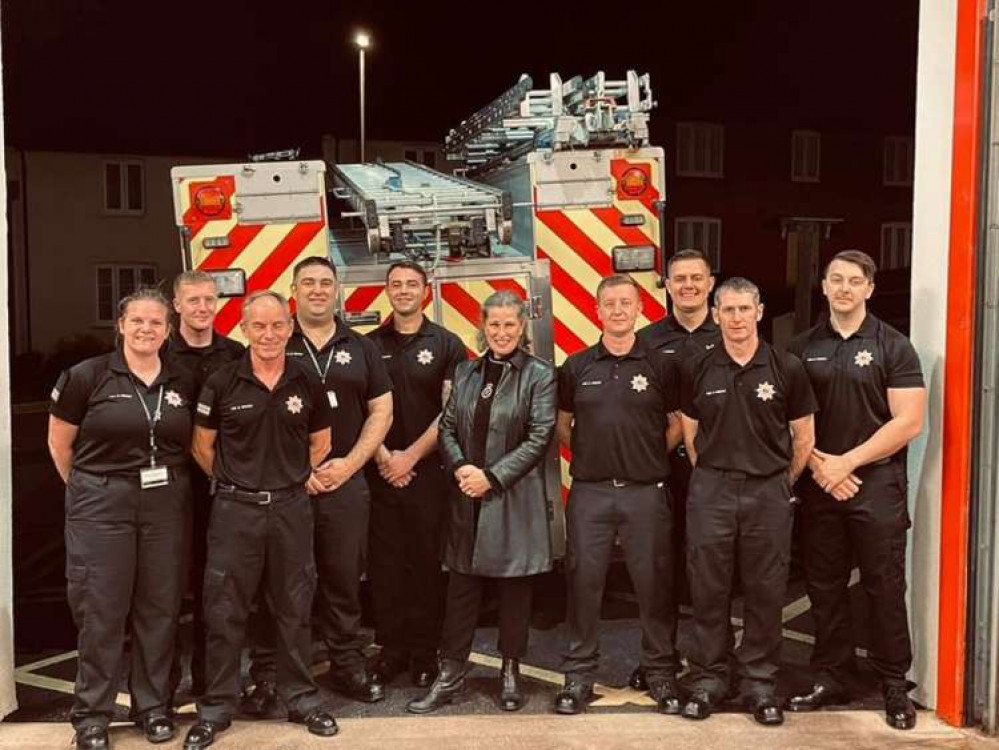 The High Sheriff of Devon, Lady Studholme, pictured with Axminster firefighters (photo credit: Axminster Fire Station) The High Sheriff of Devon, Lady Studholme, pictured with Axminster firefighters (photo credit: Axminster Fire Station)