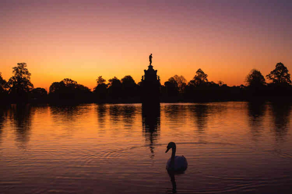 Bushy Park's Diana Fountain at dawn - photo by Sue Lindenberg