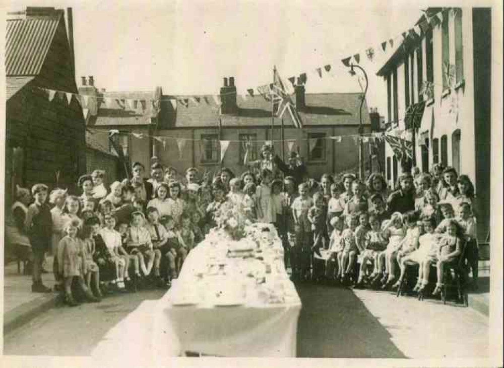 VE Street Party in Church Lane, Teddington, 1945