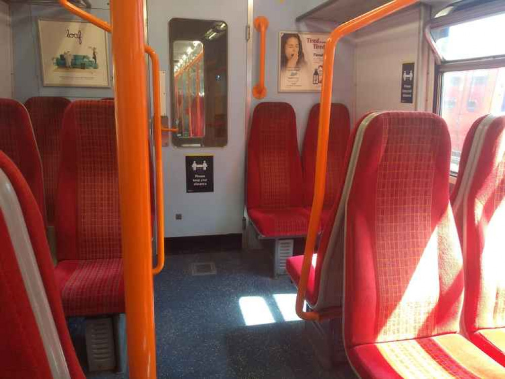 An empty South Western Railway train