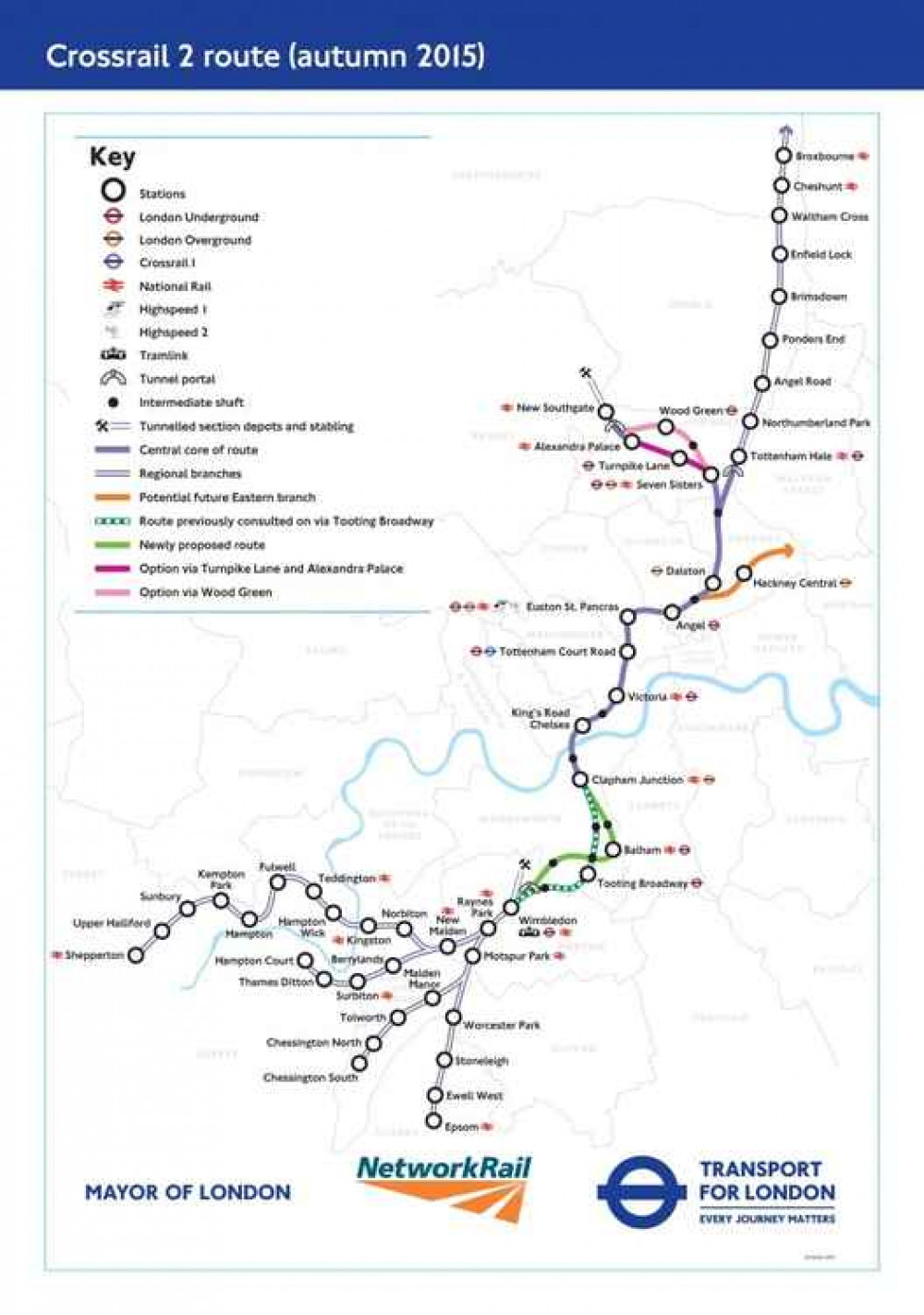 The Crossrail 2 map