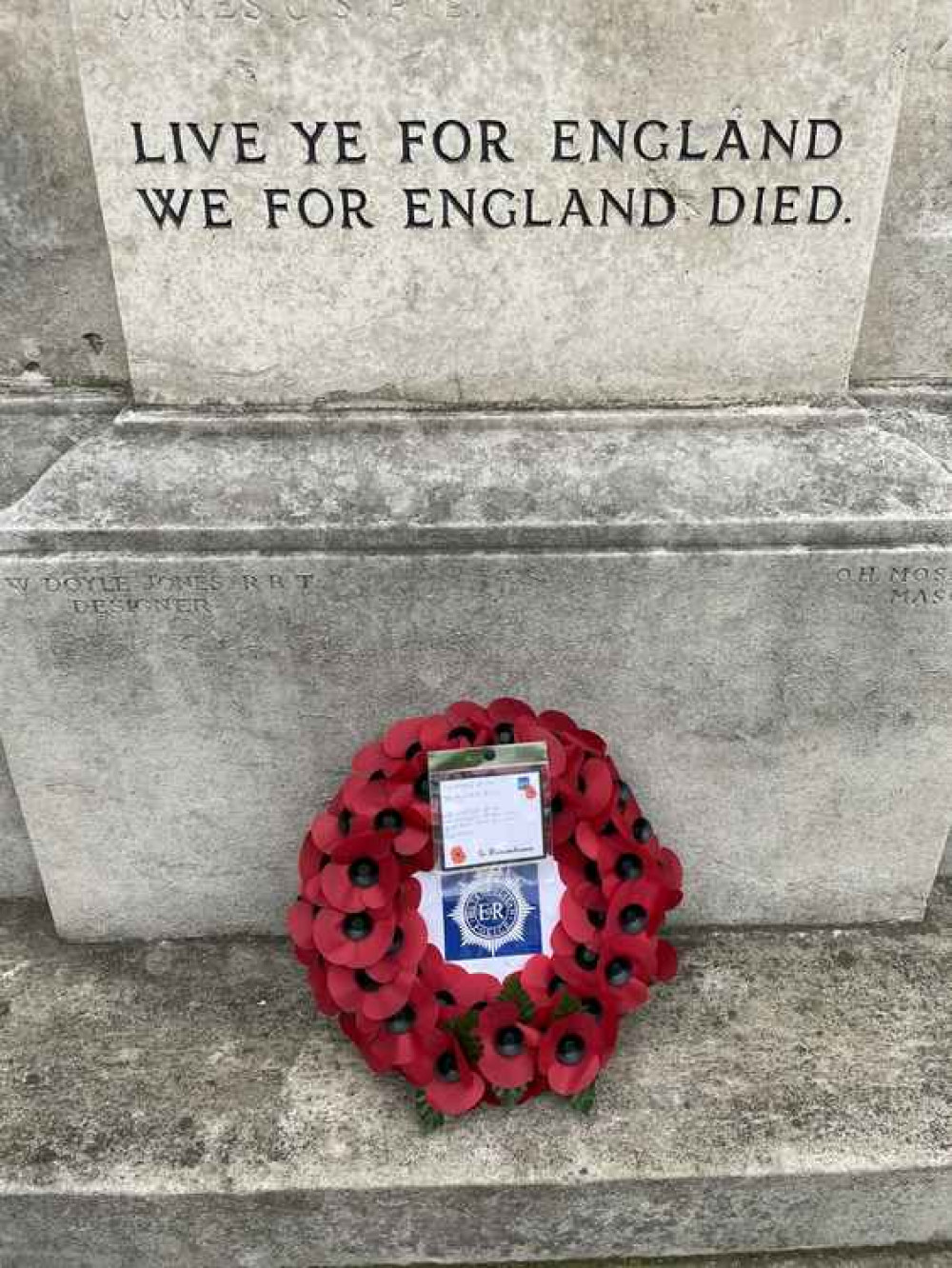 The wreath laid by police