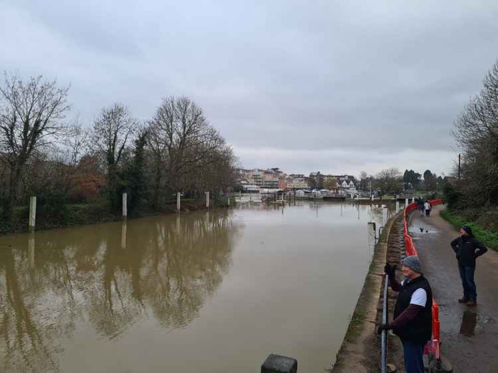 Murky water on the other side of the bridge