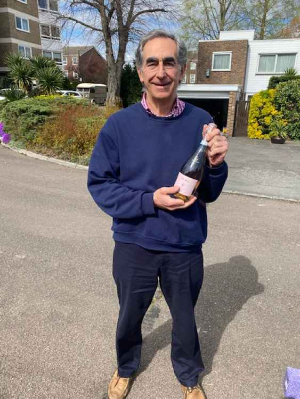 Charles Halford, who supports Hampton Hill Theatre, wins a bottle of Prosecco