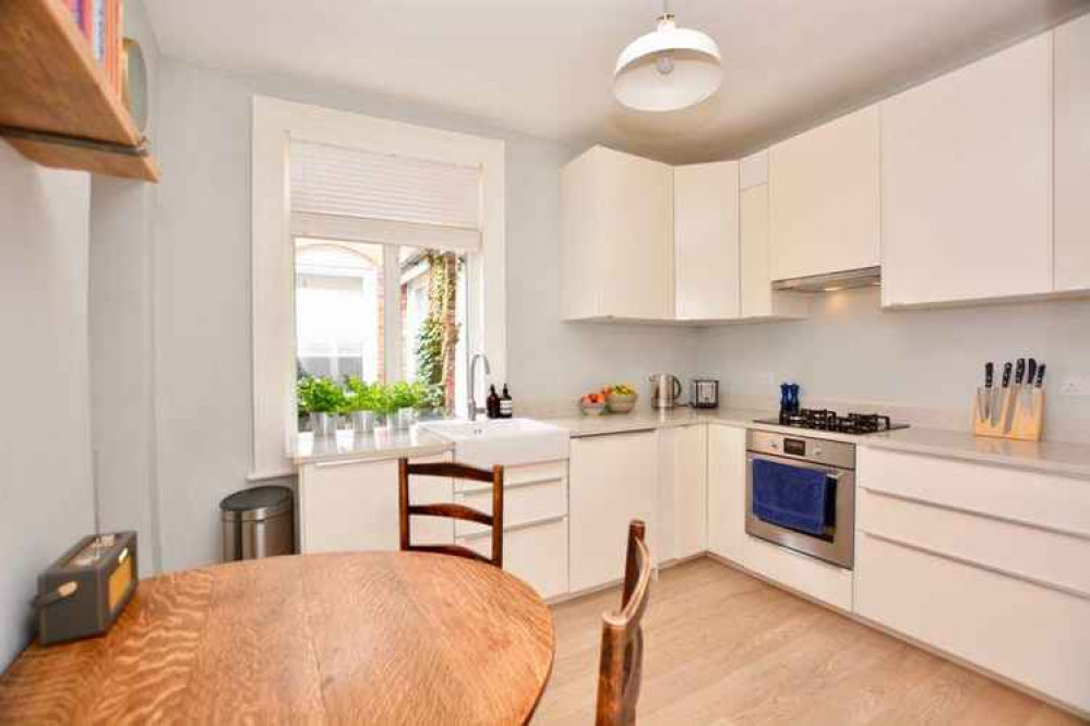 The maisonette's airy kitchen/dining room