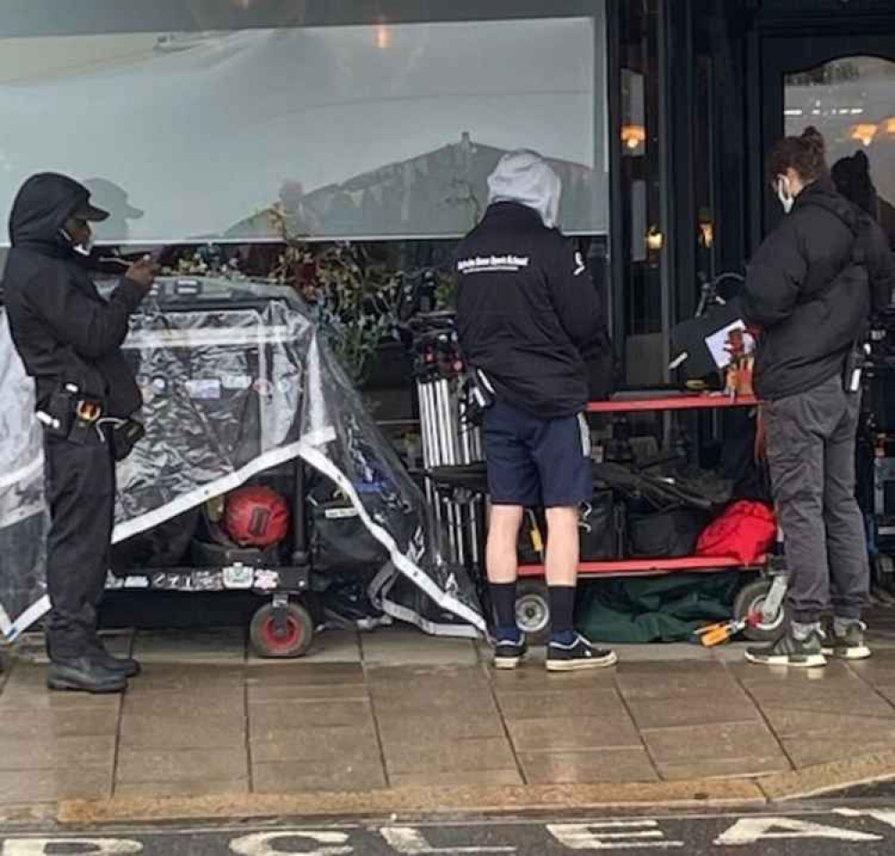 Film crew were seen outside Teddington restaurant One One Four (Credit: Stuart Higgins)