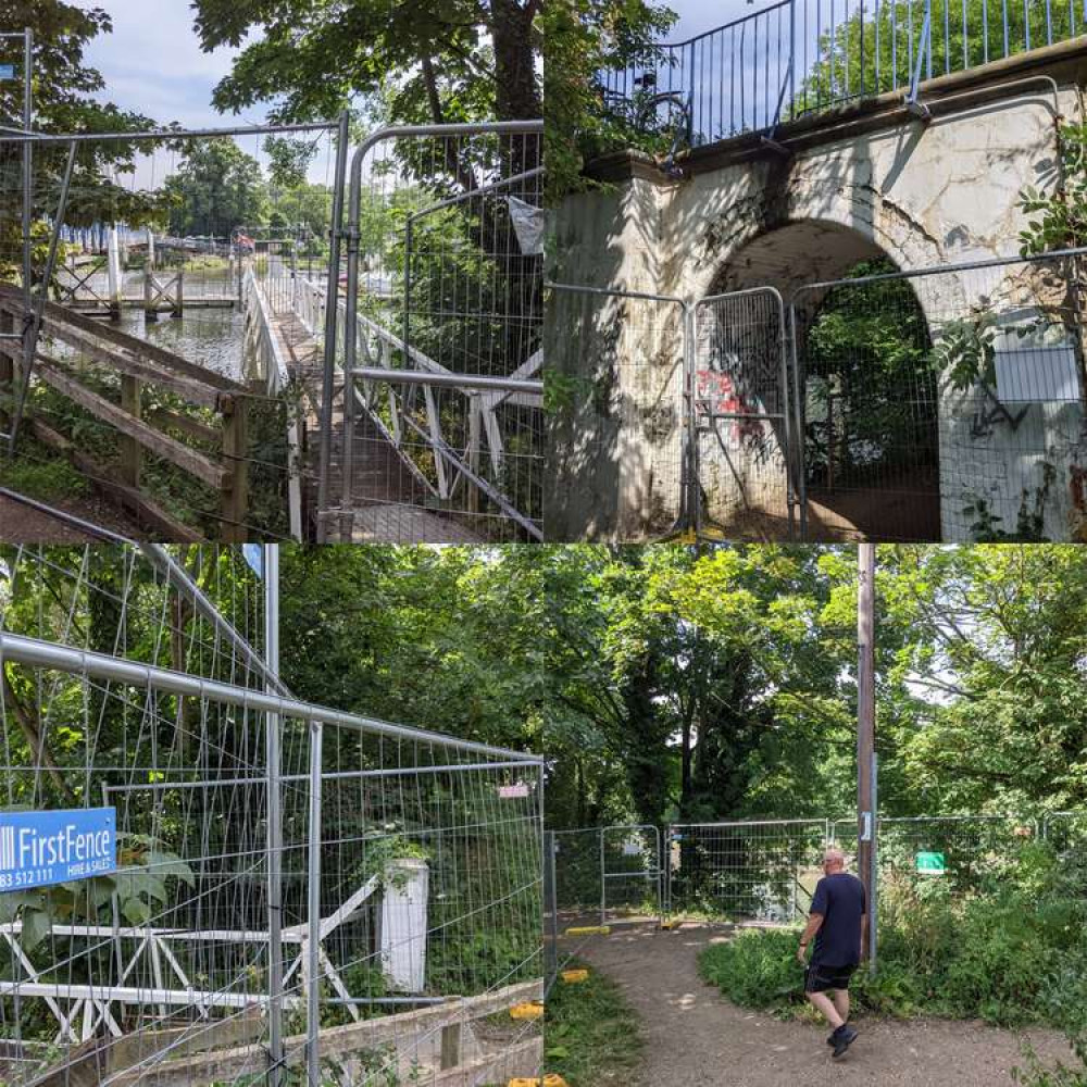 Routes to Teddington 'beach' have been fenced off by the Environment Agency (Credit: Nub News)