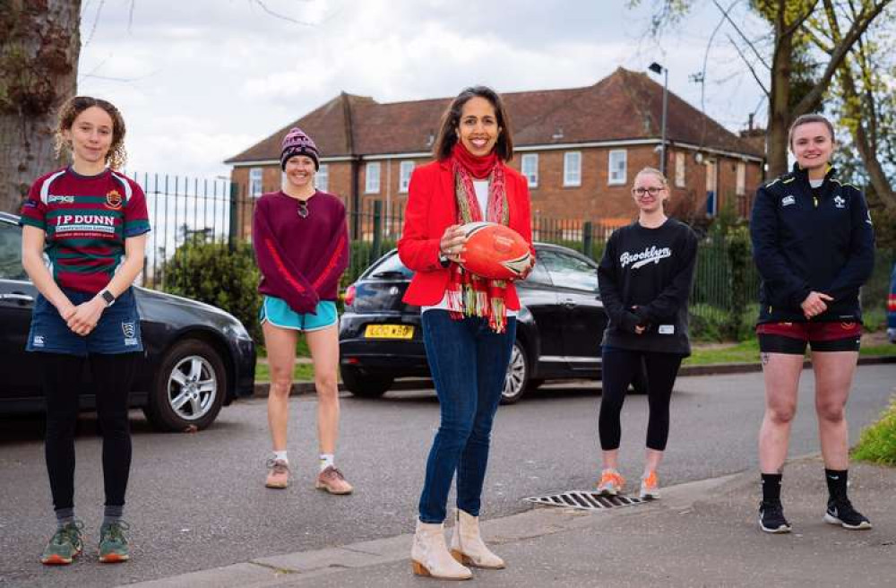 Munira Wilson with members of Thamesians RFC sports club who hoped the community bid could secure them a home (Image: Ben Queensborough)