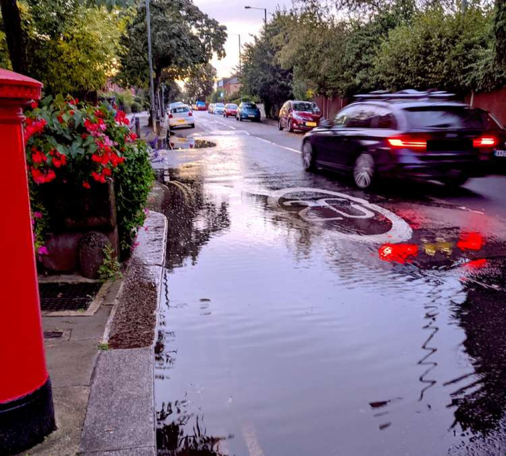 Puddles in Teddington yesterday (Image: Ellie Brown)