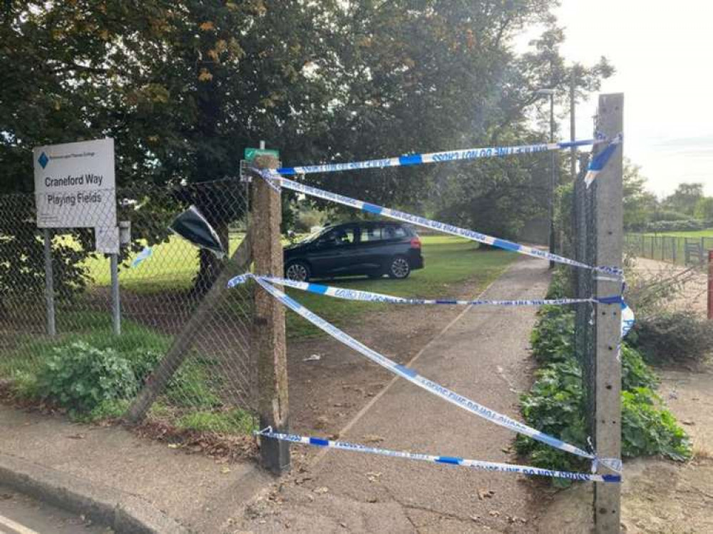 The scene of the stabbing at Cranefield Way playing fields near Teddington (Image: James Mayer)