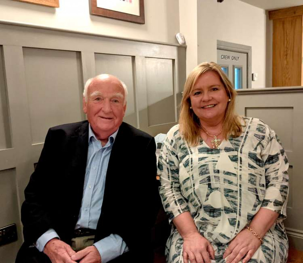 John 'Jacko' Jackson (left) and Alison Kervin (right) at the event last night in the Anglers pub, Teddington (Image: Ellie Brown)