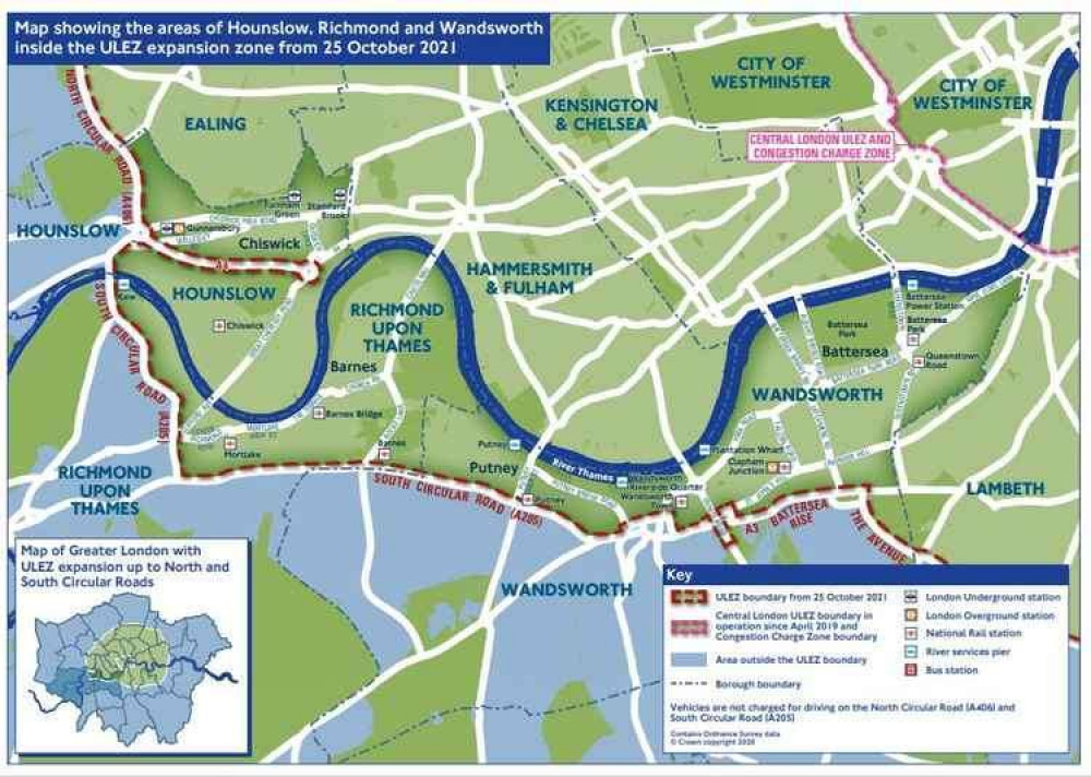 This map shows the areas covered by the new ULEZ zone