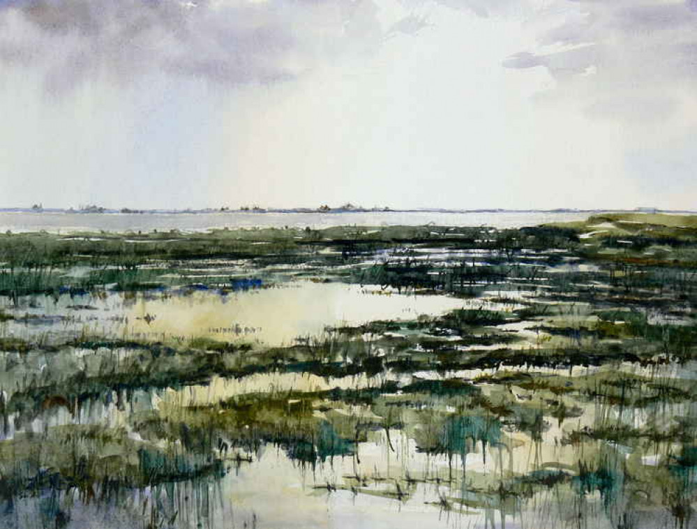 Sue Spiers watercolour 'Winter sunshine Holliwell Point'