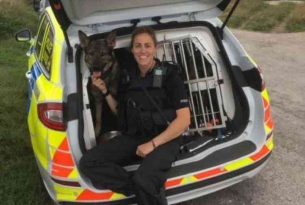 Police Dog Lorrie pictured with PC Ali Davies. Image credit: Wiltshire Police