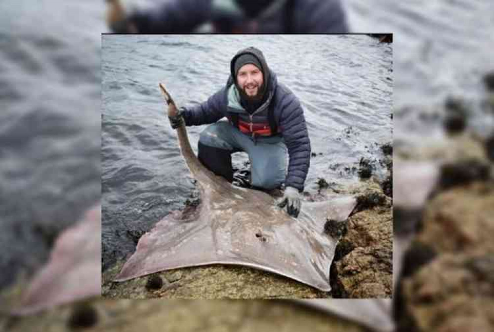 Wayne Hand and his 176lb skate. Image courtesy of Wayne Hand.