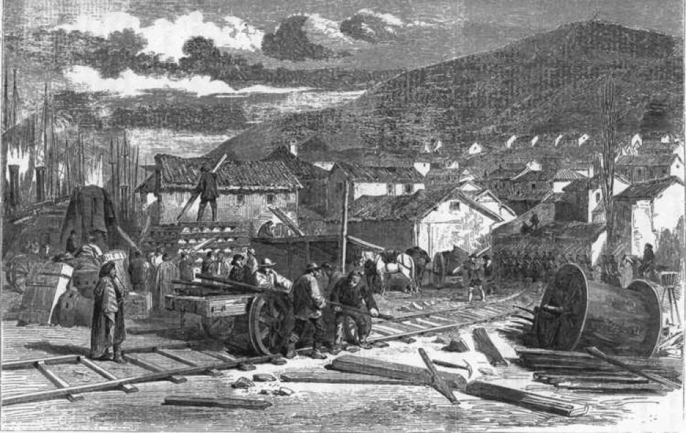 A contemporary print of the Crimean Railway A contemporary print of the Crimean Railway