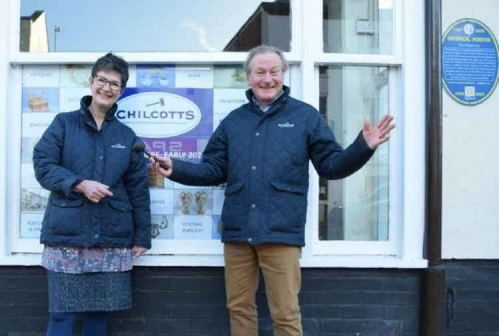 Liz and Duncan outside the historic Honiton building. Picture: Sue Cade