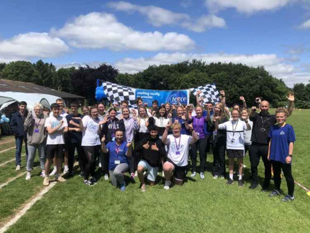 Triumphant group shot taken at the end of the challenge - photo by Honiton Commnunity College