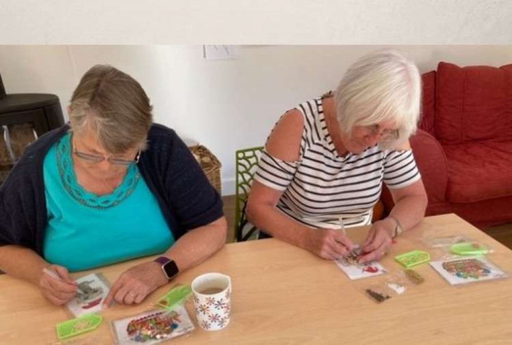 Members of Honiton Carers Support Group enjoy crystal art in Coastal Crafts session