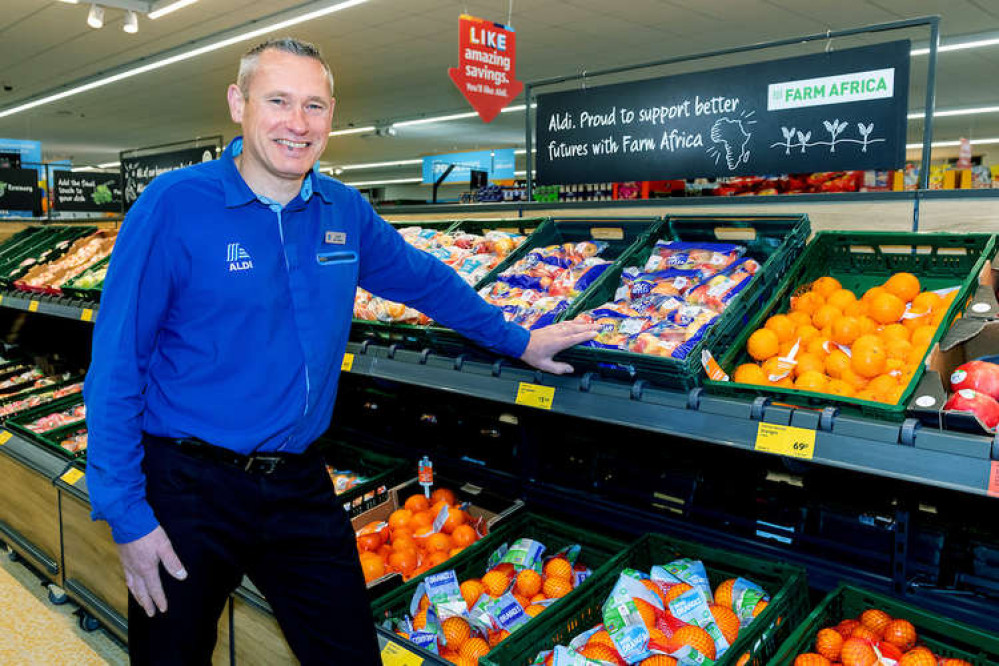 The manager of Aldi Honiton, Dave Templar, in the revamped supermarket