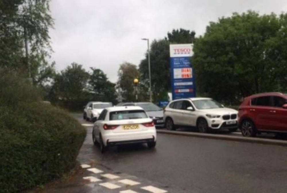 The Tesco petrol station at lunchtime today, September 28