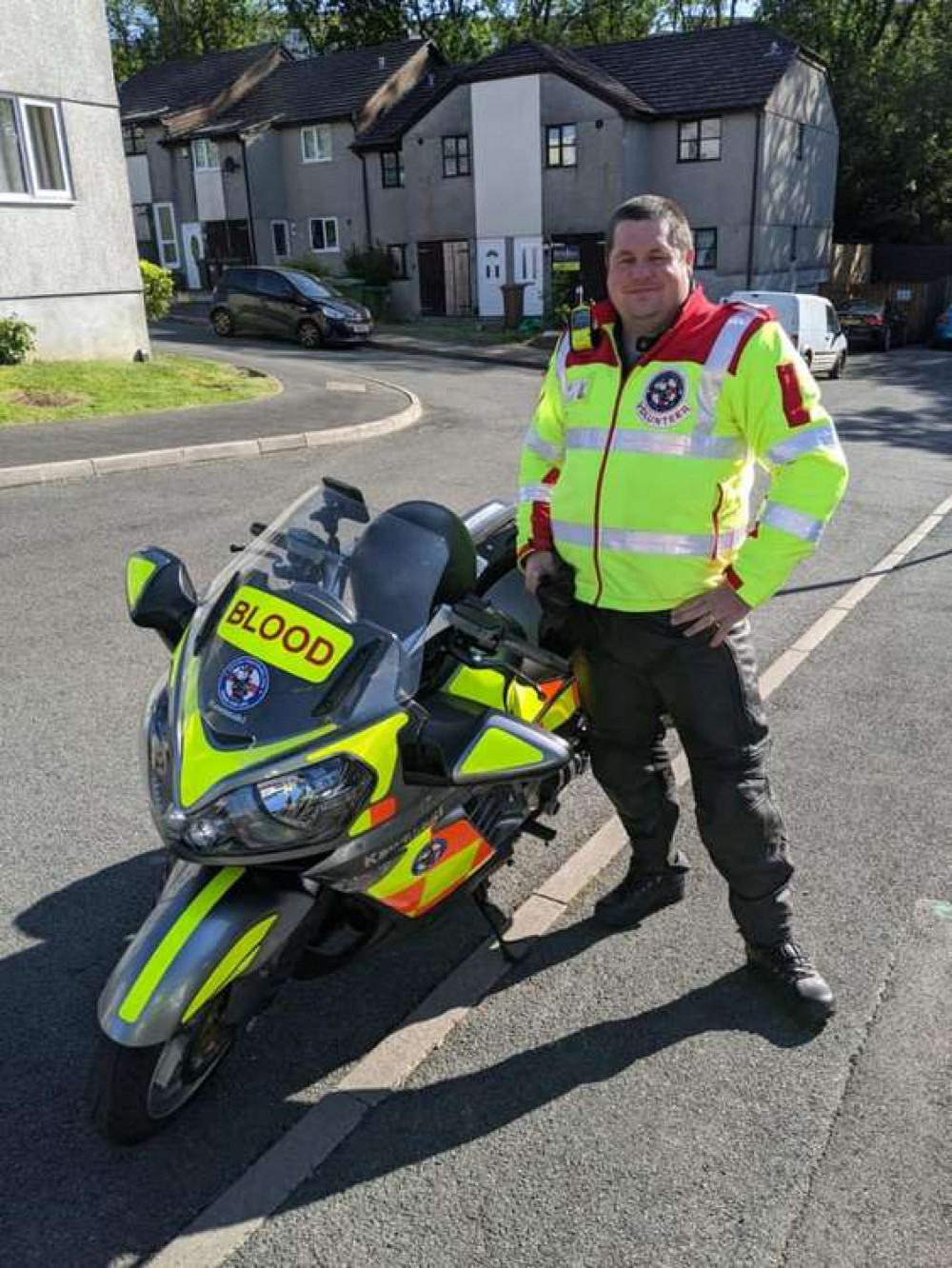 Anthony Ewens, Devon Freewheelers Blood Biker, has been a volunteer for two years. Photo: Amy and Anthony Ewens.