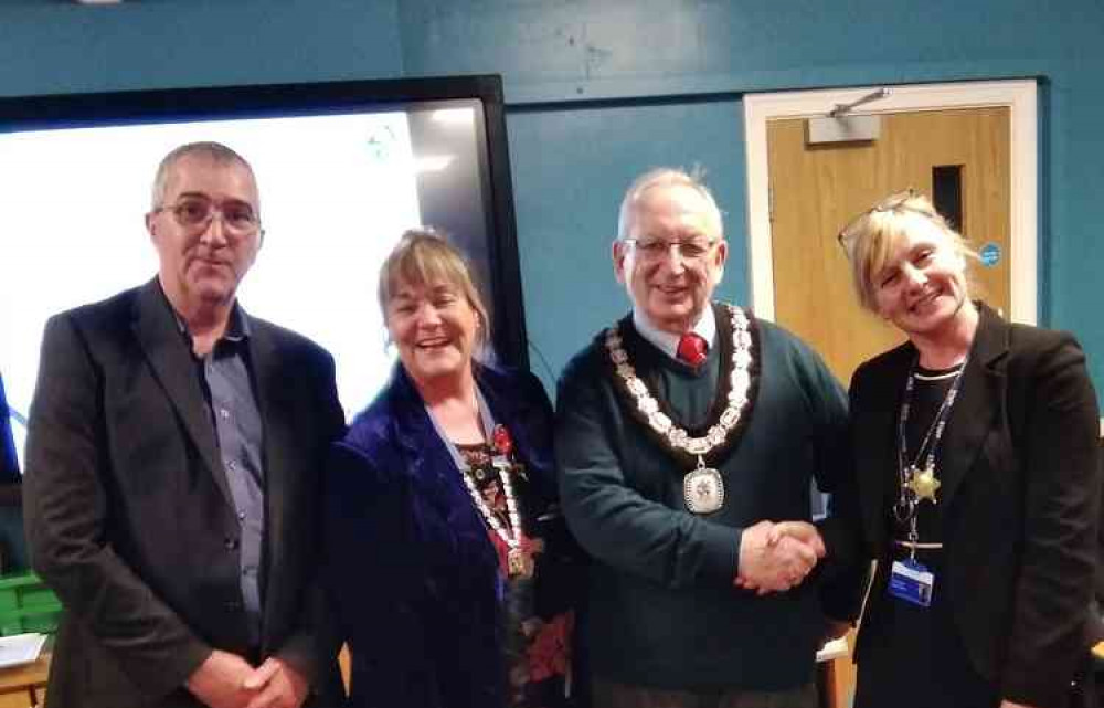 Ashby's Mayor and Mayoress with Head of School, Alison Allford and Graham McKay, Head Governor