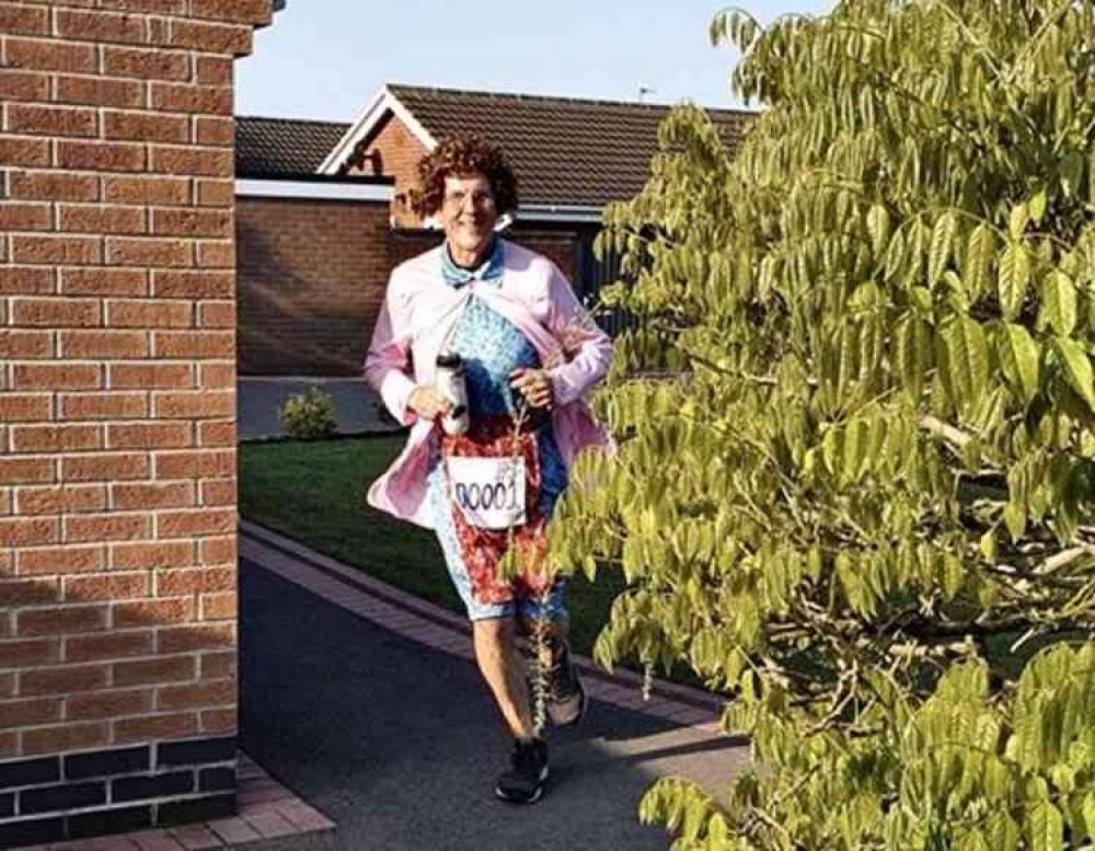 Richard covered the 26 mile route around his home dressed as Mrs Brown