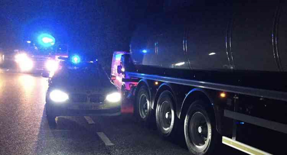 Police caught the thieves in the act of stealing the fuel. Photo: Leicestershire Roads Policing Unit Twitter account