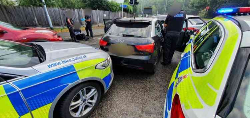 Police used Tactical Pursuit and Containment to corner the thieves near Leicester. Photos: Leicestershire Police