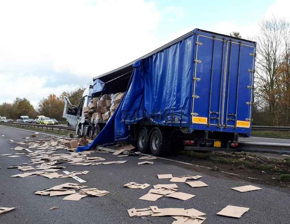 This was the scene on the A42 near Ashby on Tuesday Afternoon. Photo: Highways England