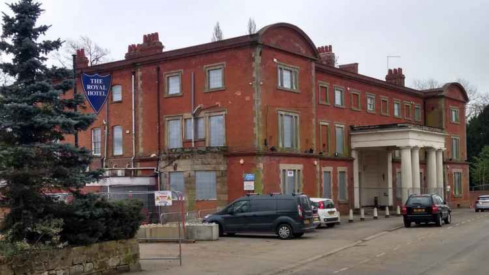 Ashby's Royal Hotel boarded up.