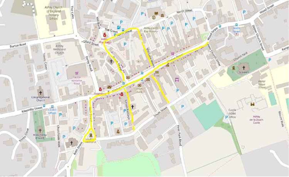 These are the areas in Ashby that are due to be deep cleaned. Image: North West Leicestershire District Council