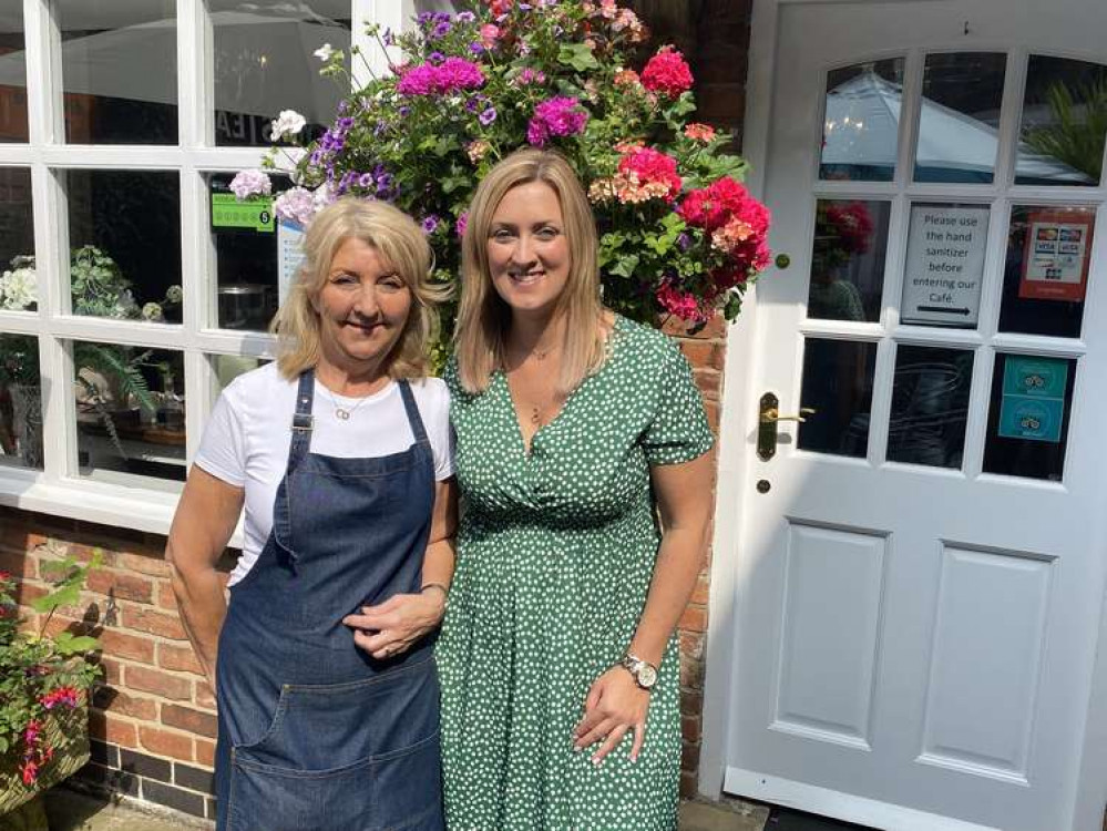 Helen and daughter Rebecca outside The Courtyard Cafe