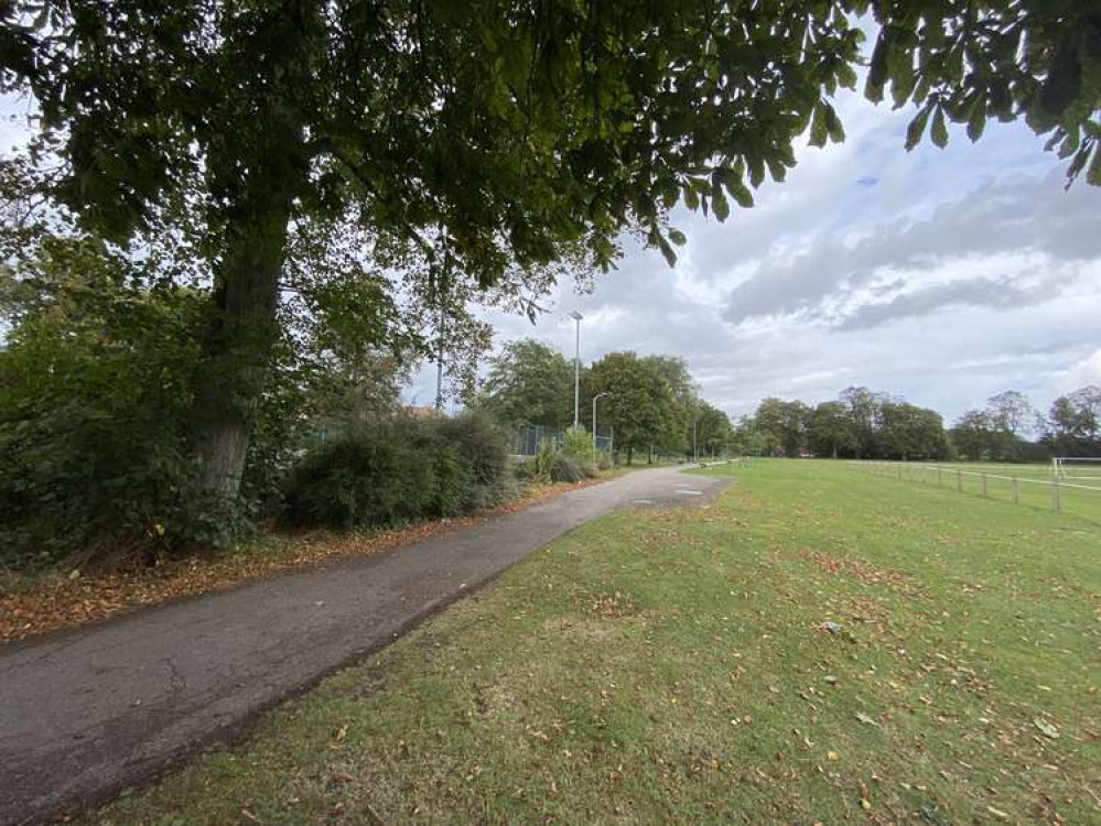 The footpath through Hood Park passes close to a residential area