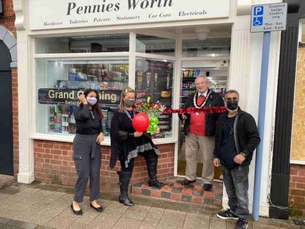 Pennies Worth opened in Market Street last November when the then Mayor, Cllr Graham Allman, and Mayoress, Charmaigne, officially unveiled the store. Photo: Ashby Nub News