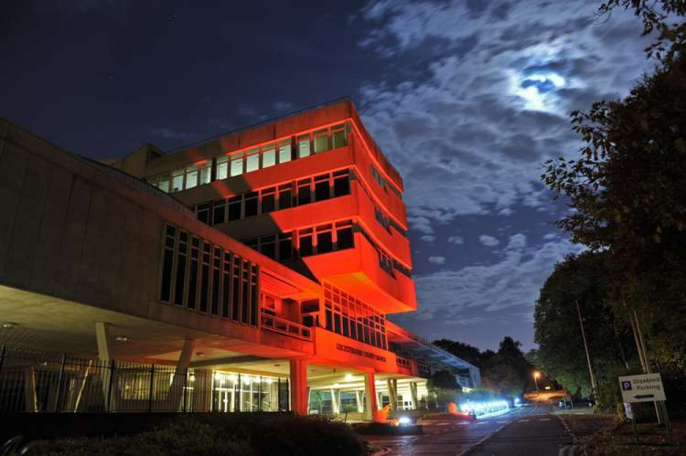 County Hall in Glenfield will be lit up red. Image: Leicestershire County Council