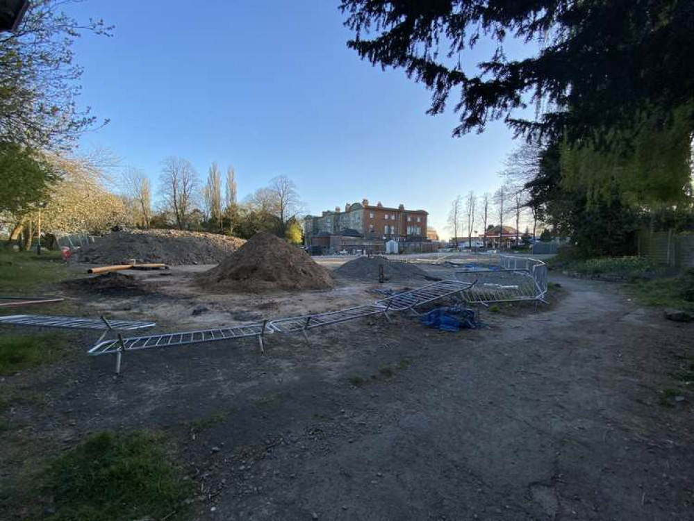 The Royal Hotel car park has been closed and contained works traffic and equipment earlier this year. Photo; Ashby Nub News